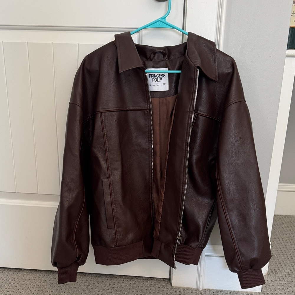 Princess Polly Dark Brown Bomber Jacket